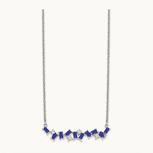 Tanzanite and Diamond 18 in. Bar Necklace, 14K White Gold