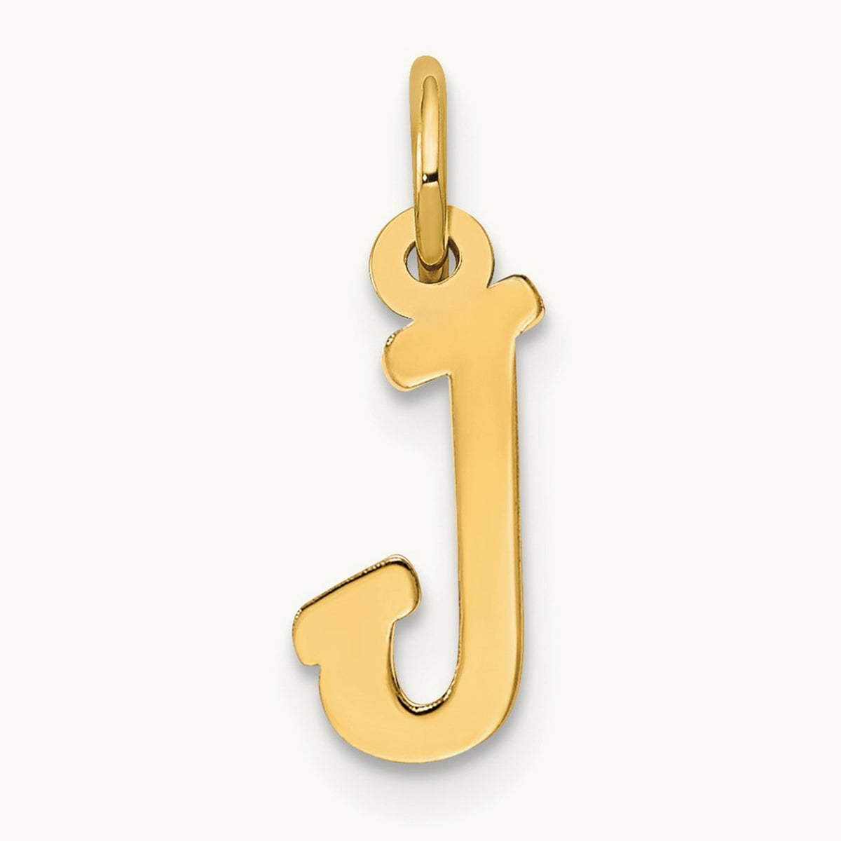 Small Script Letter J Initial Charm, 14K