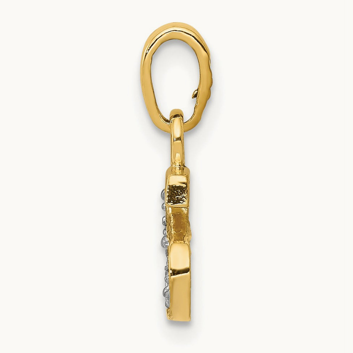 Diamond Letter S Initial Pendant, 14K Yellow Gold with Rhodium