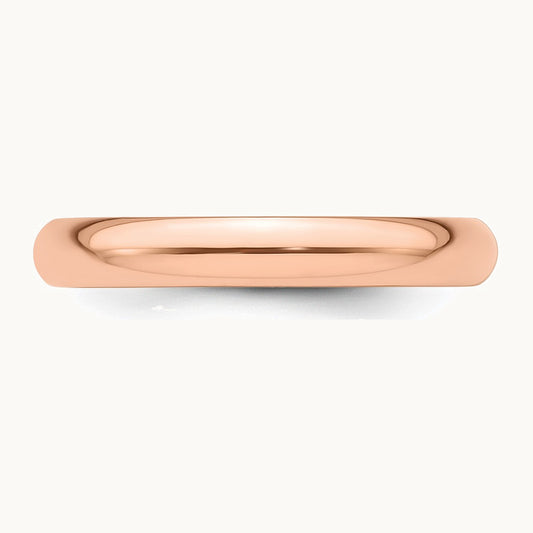 14K Rose Gold 3mm Half-Round Wedding Band