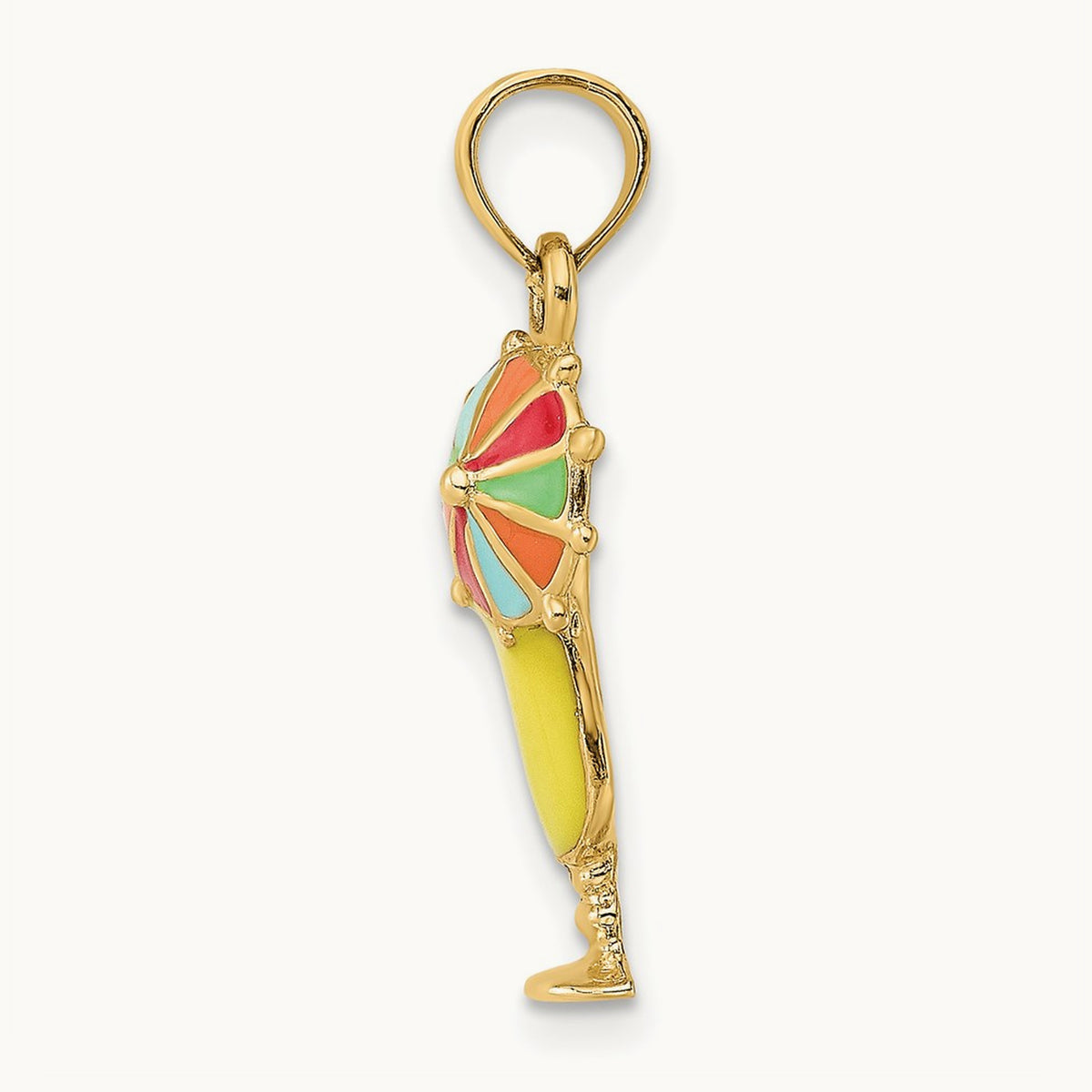 Enamel Drink w/Multi-Colored Umbrella Charm, 14K Yellow
