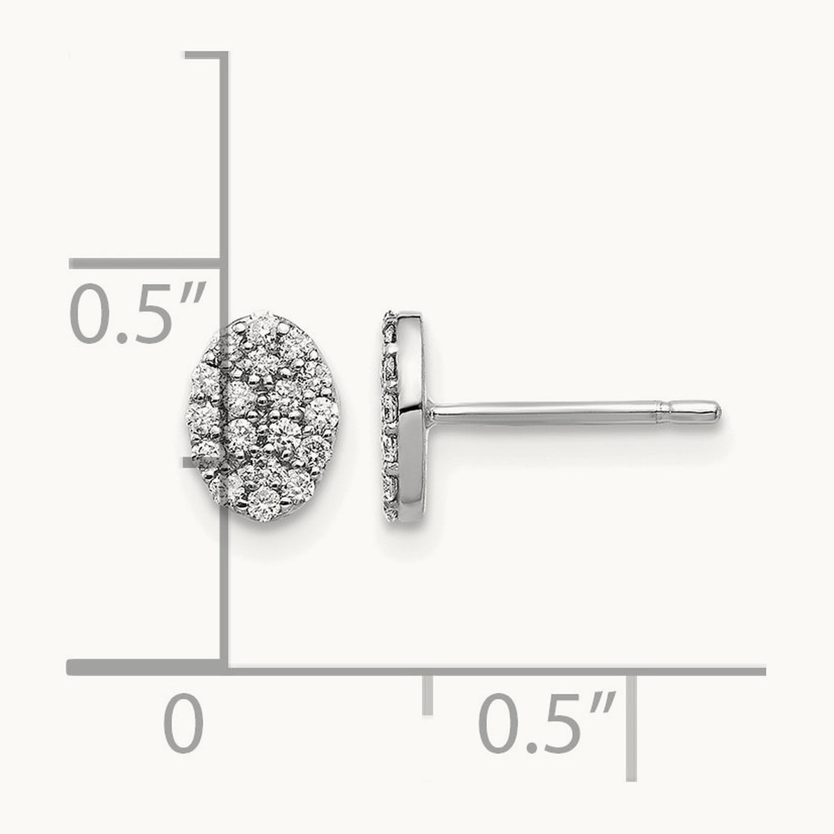 Diamond Cluster Oval Earrings, 14K White Gold
