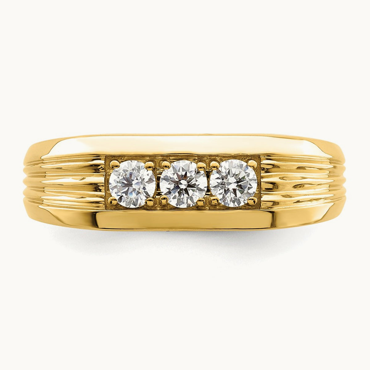 3-Stone Complete Diamond Men's Ring, 14K