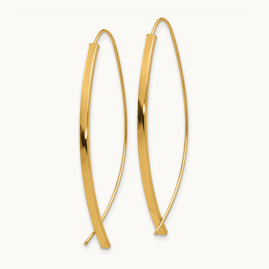 Square Tube Wire Threader Earrings — 14K Yellow Gold