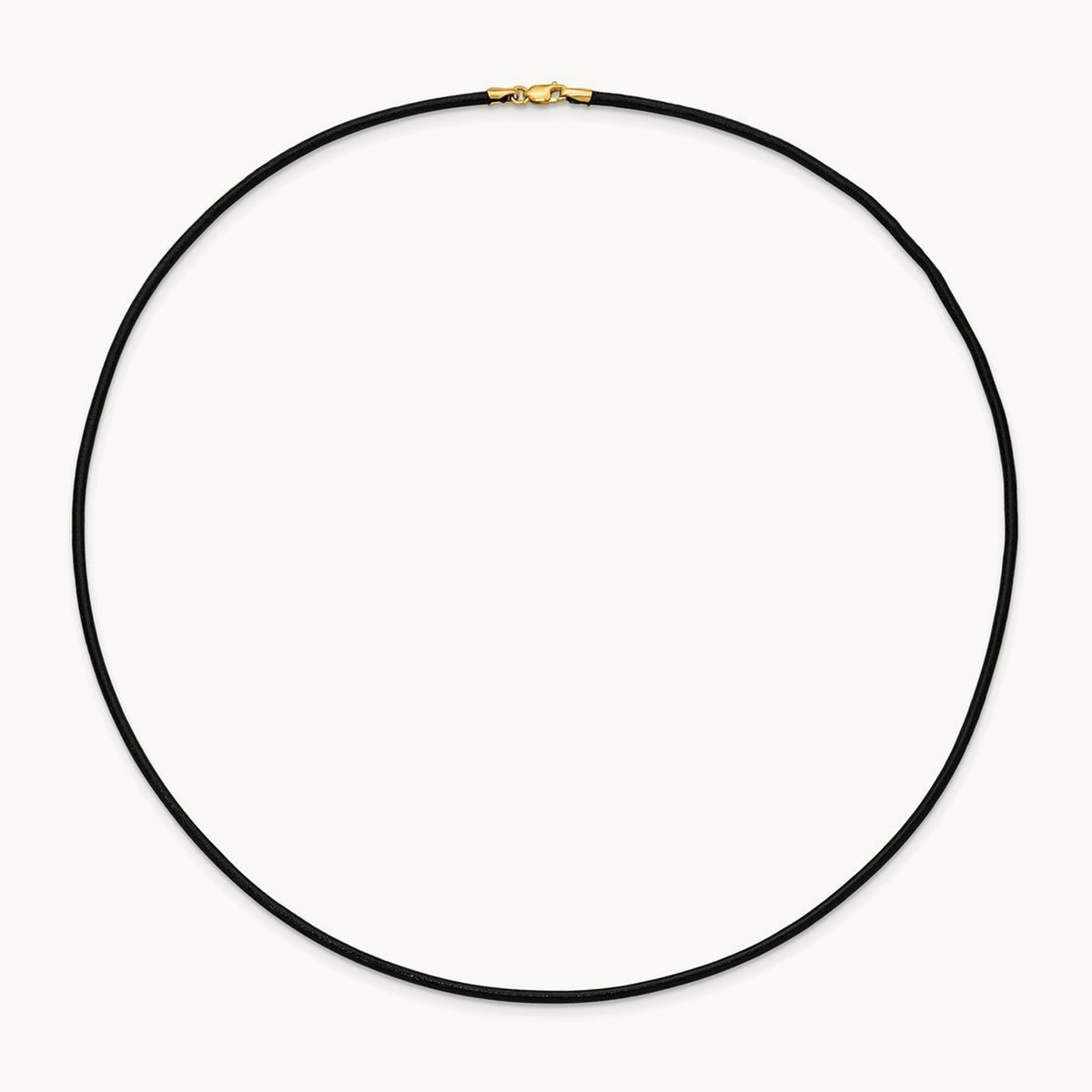 18in Black Leather Cord Necklace — 14K Yellow Gold, 2mm