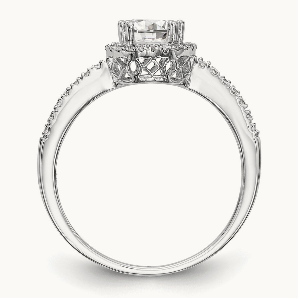 Round Semi-Mount Halo Engagement Ring, 0.15 ct tw