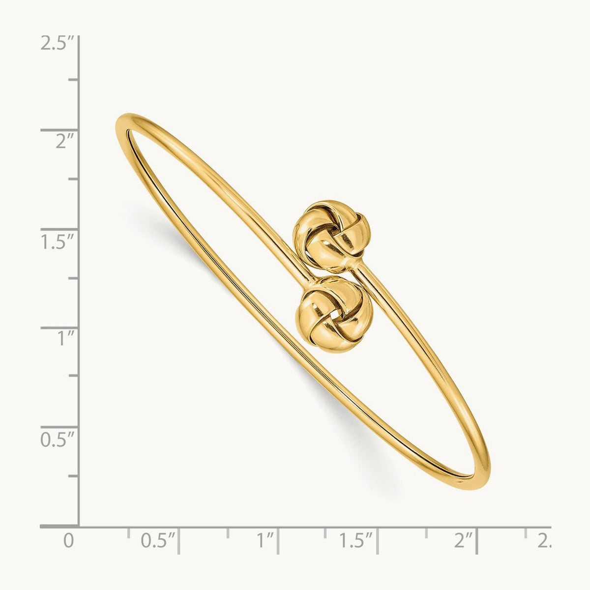 Polished Love Knot Flexible Bangle, 14K