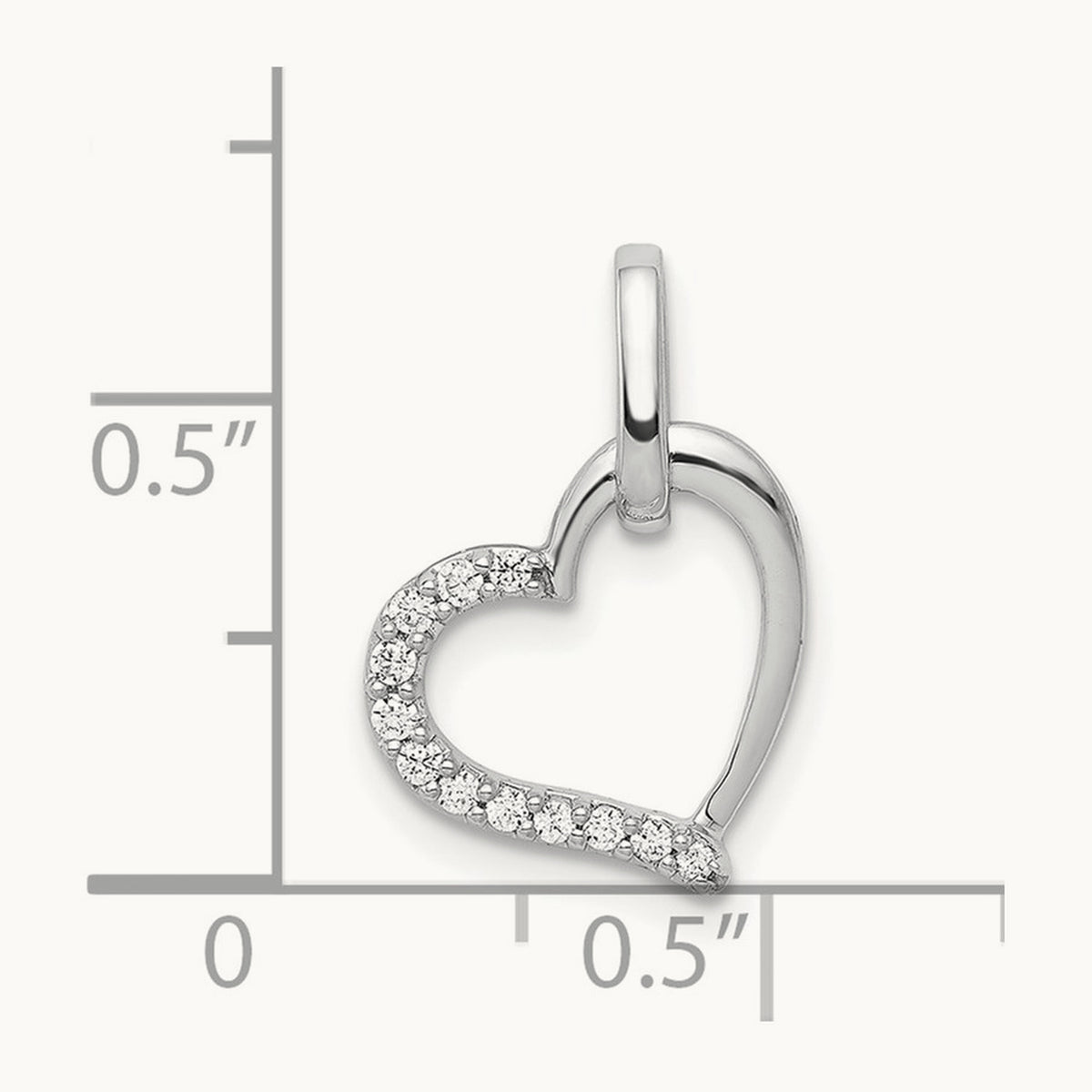 1/15ct. Diamond Heart Pendant, 14K White Gold