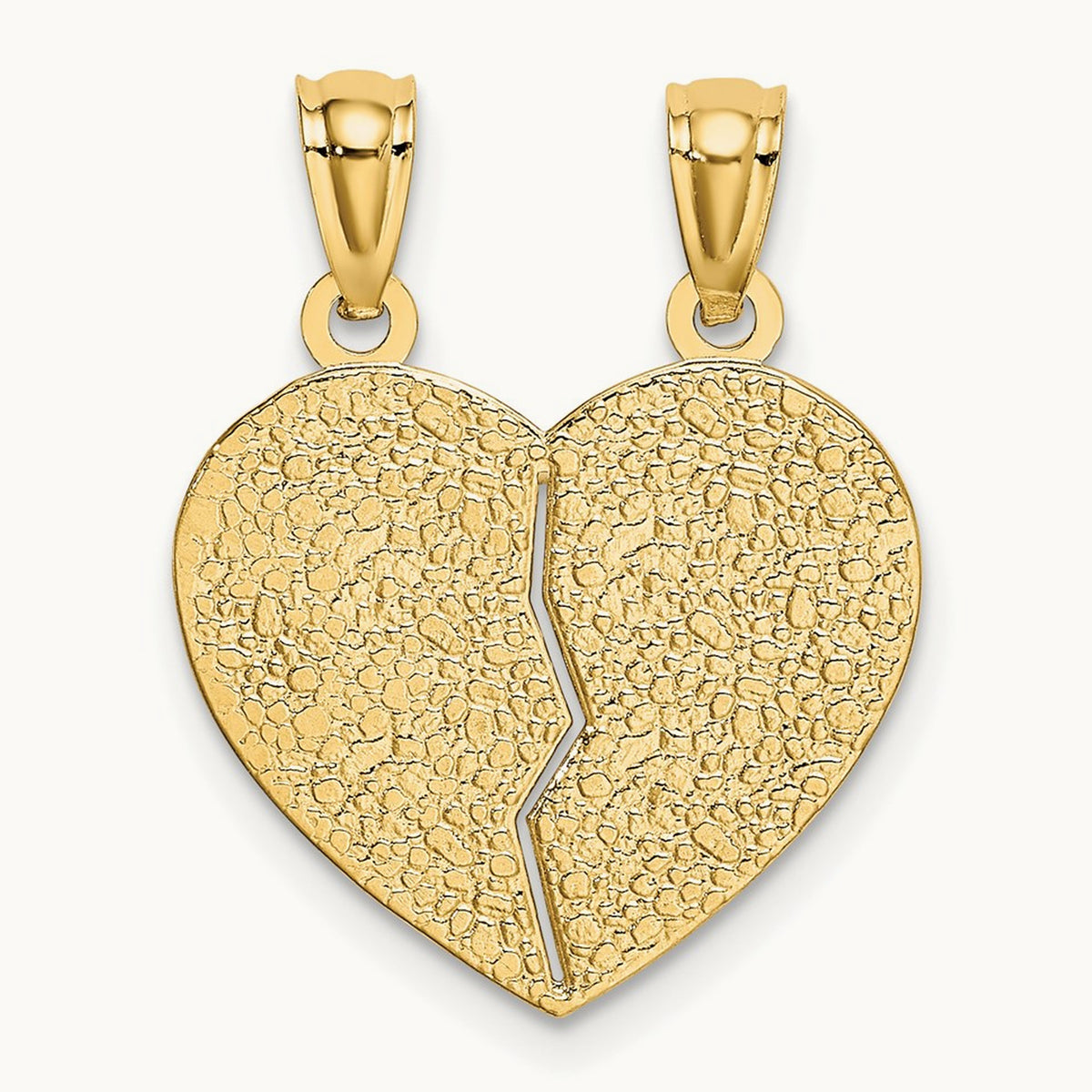 Satin and Polished DAUGHTER-MOM Break Apart Heart Pendant, 14K