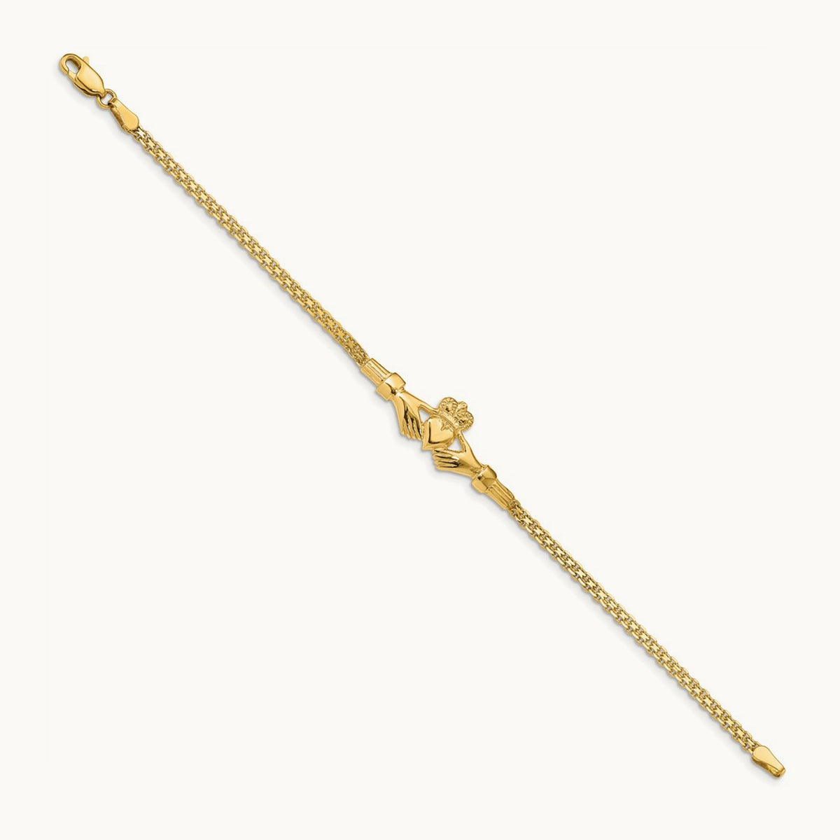 Polished Claddagh Bracelet, 14K
