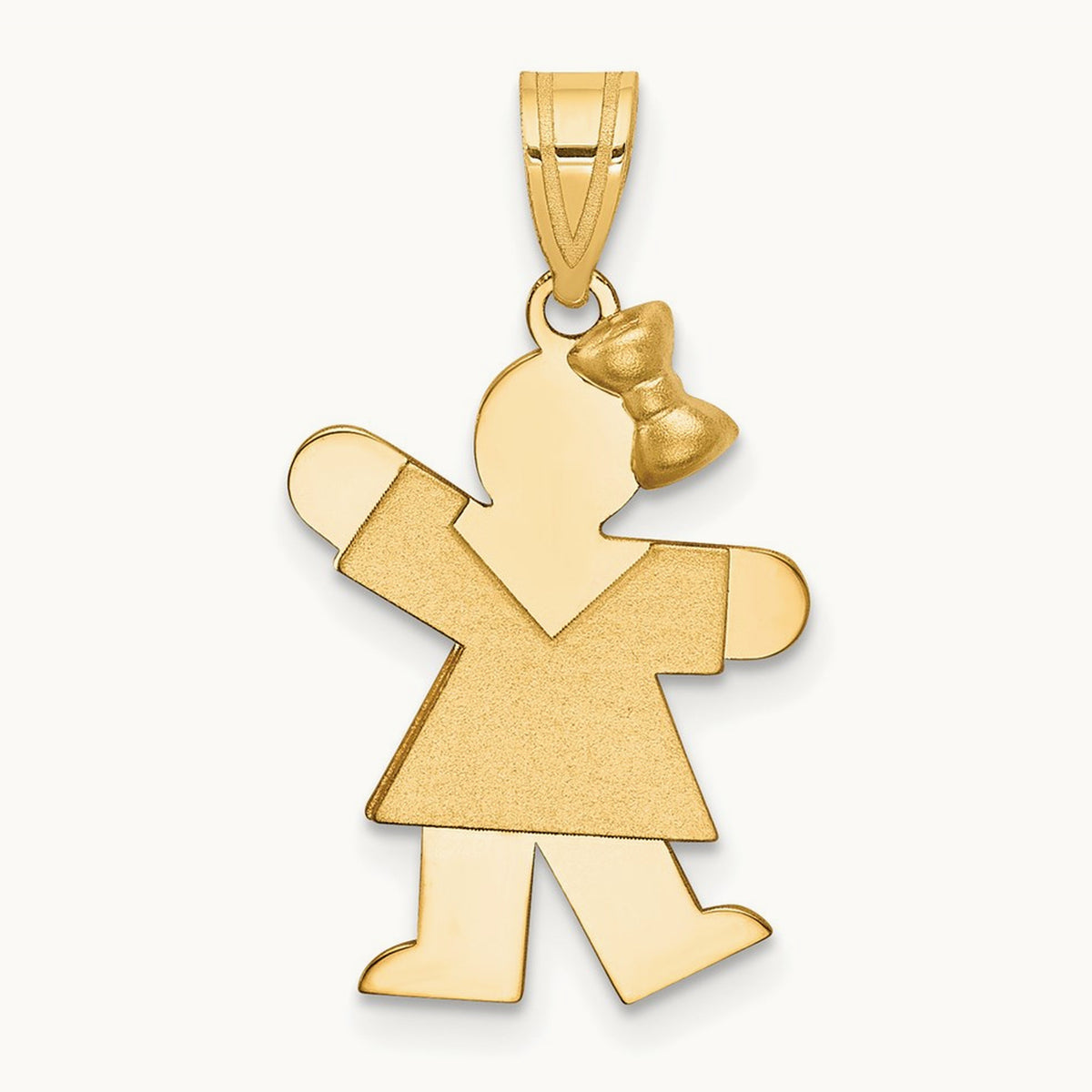 Solid Engravable Girl with Bow on Right Charm — 24mm