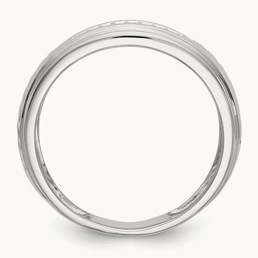 Diamond Trio Men's Wedding Band, 14K White Gold