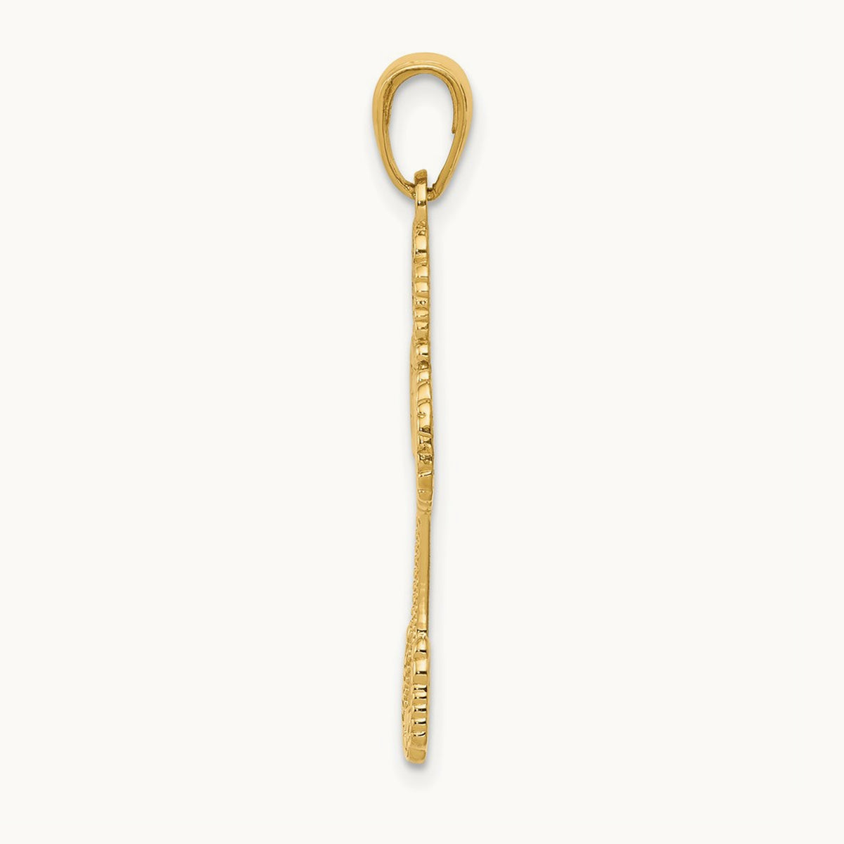 Beaded Cross with Heart Pendant, 14K