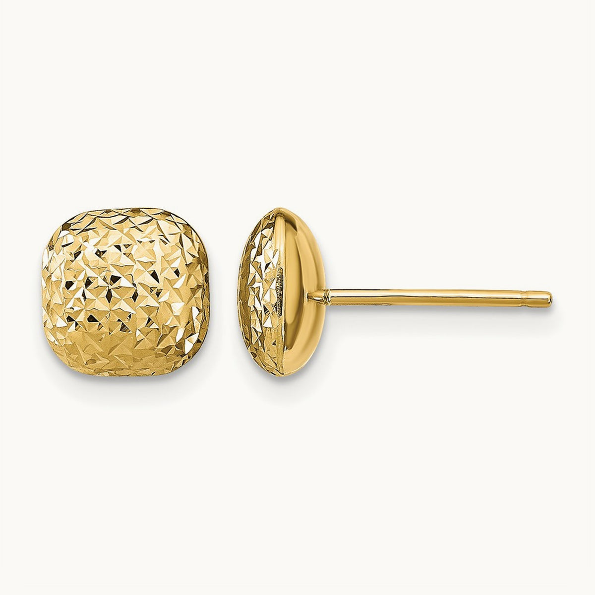 Polished D/C Button Post Earrings, 14K — Leslie's