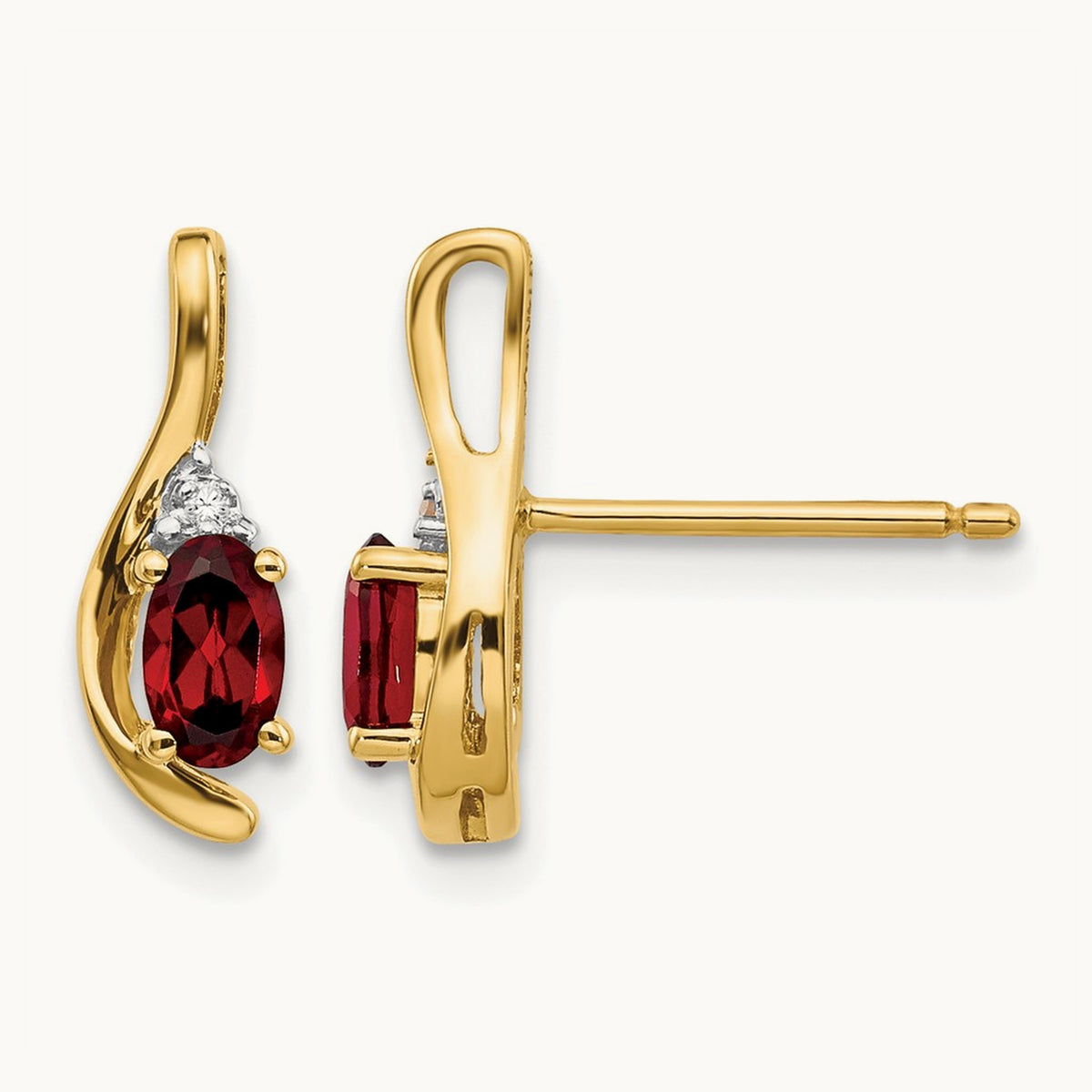 Garnet and Diamond Post Earrings — photo set