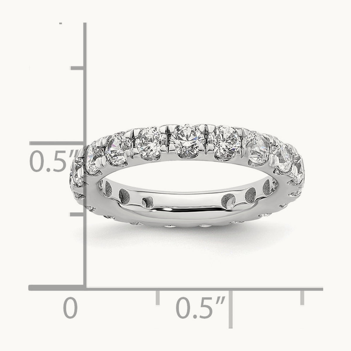 Polished U Shared Prong Diamond Eternity Band, 2.00 ct tw — 14K White Gold