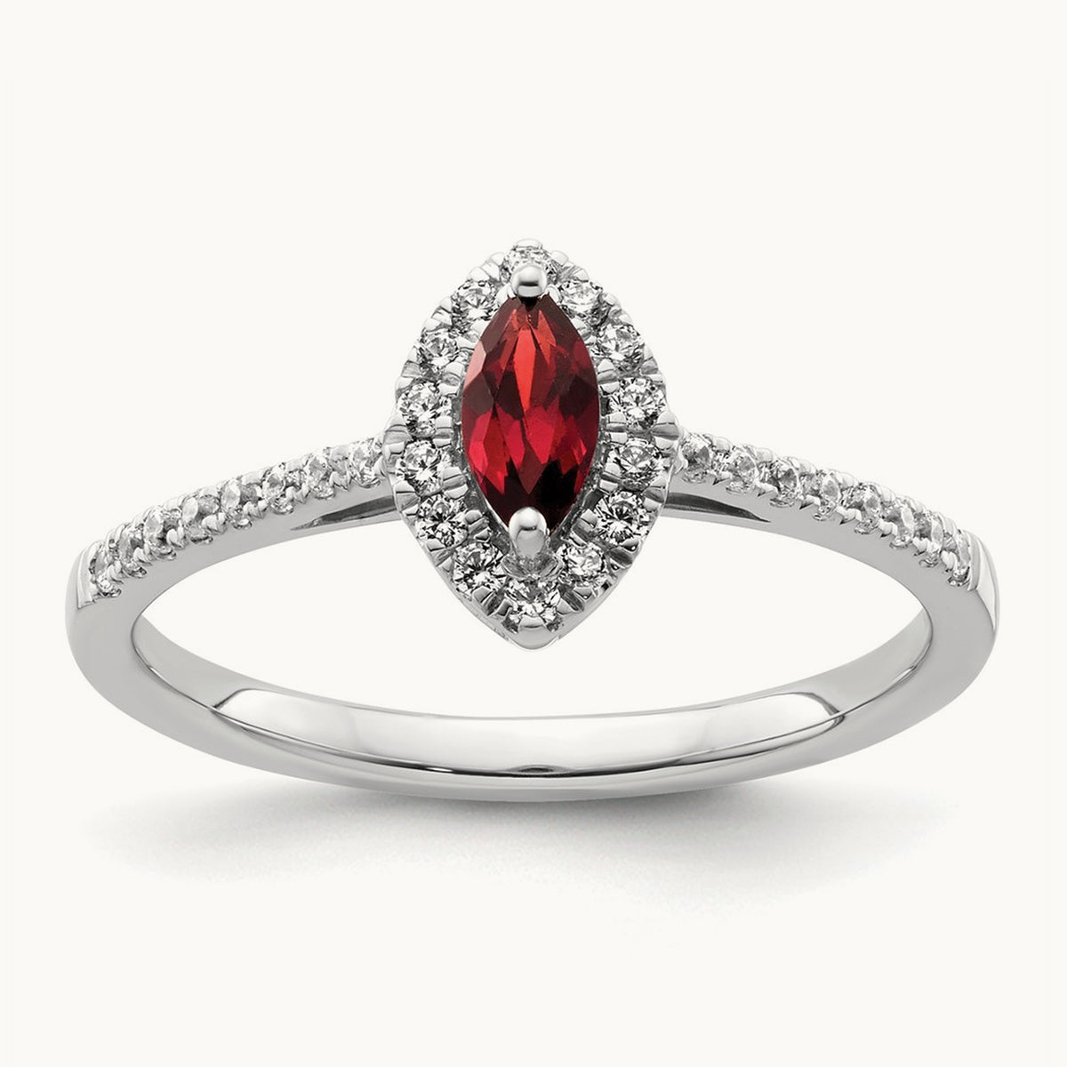 Garnet Jan Birthstone Ring, 0.20 ct tw Lab-Grown Diamond