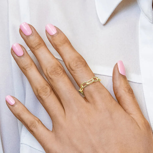 Elongated Semi-Solid Cable Chain Ring