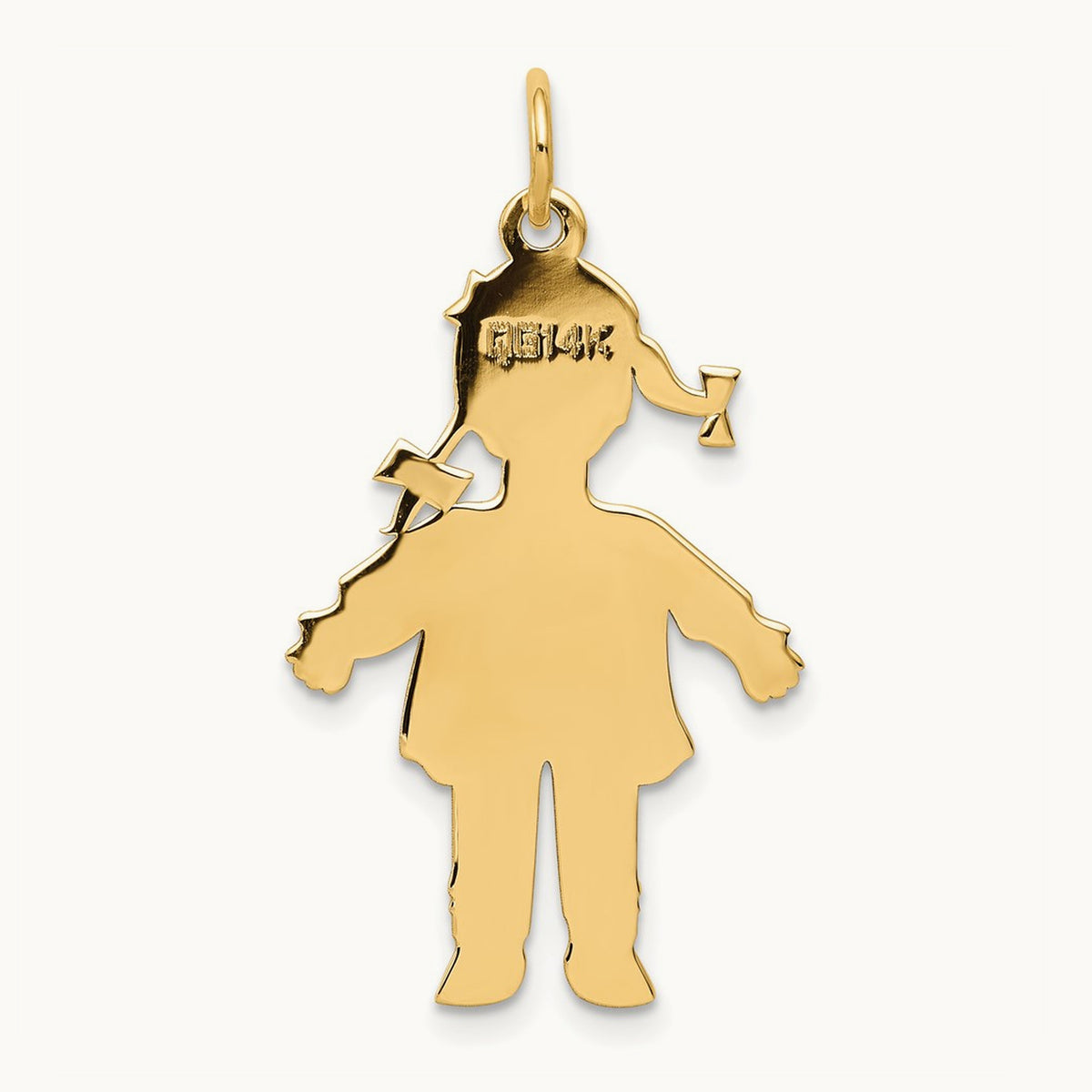 Plain Polished Large Girl Charm, 14K