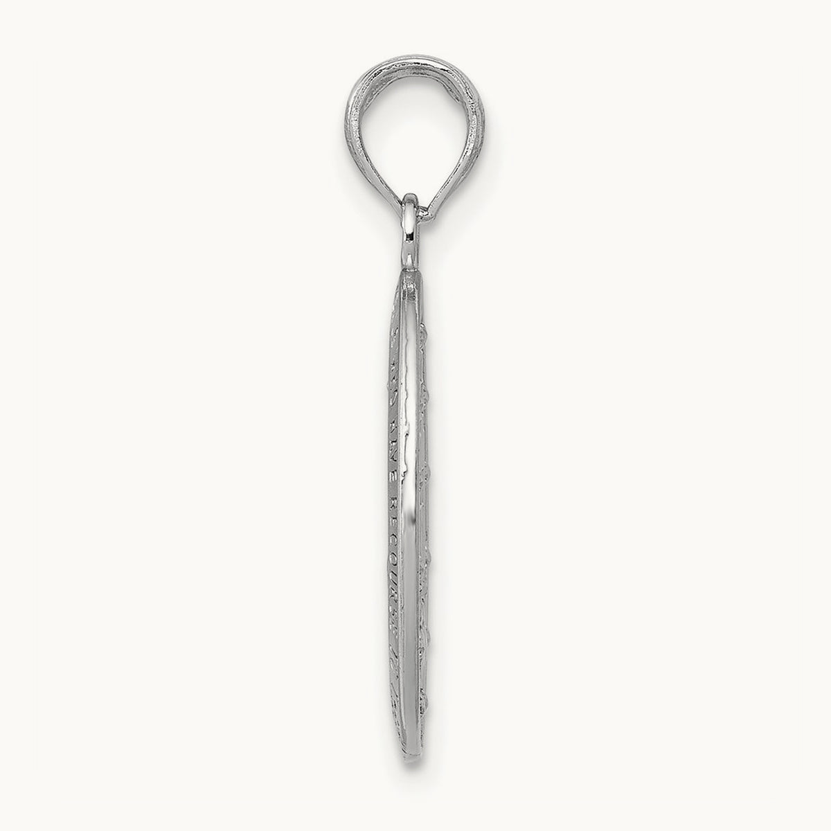 Miraculous Medal Pendant — 14K White Gold, 26mm