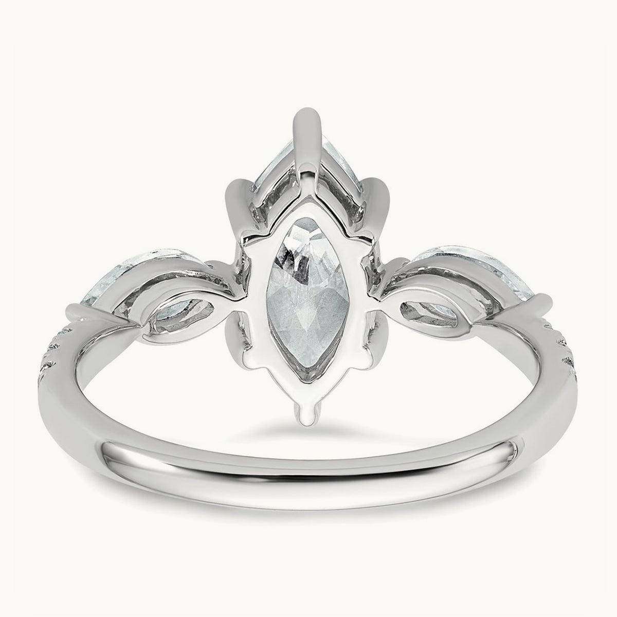 Marquise 3 Stone Engagement Ring, 1.50-2.00 ct tw Lab-Grown Diamond — 2 1/6 ct, 14K White Gold
