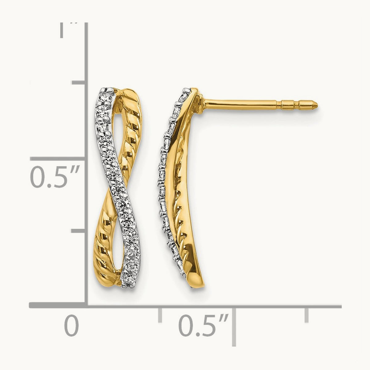 Diamond Fancy Twist Post Earrings, 14K Two-tone