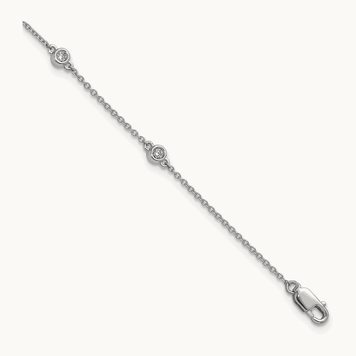Diamond Station Cable Bracelet, 14K White Gold