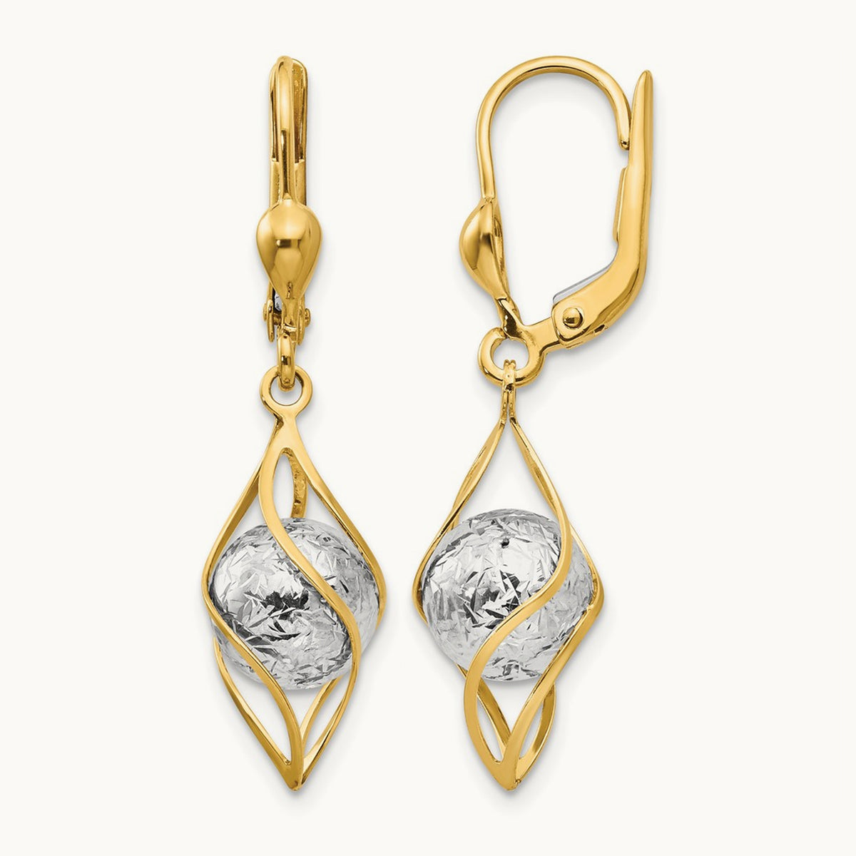 Polished Diamond-cut Dangle Leverback Earrings — photo set