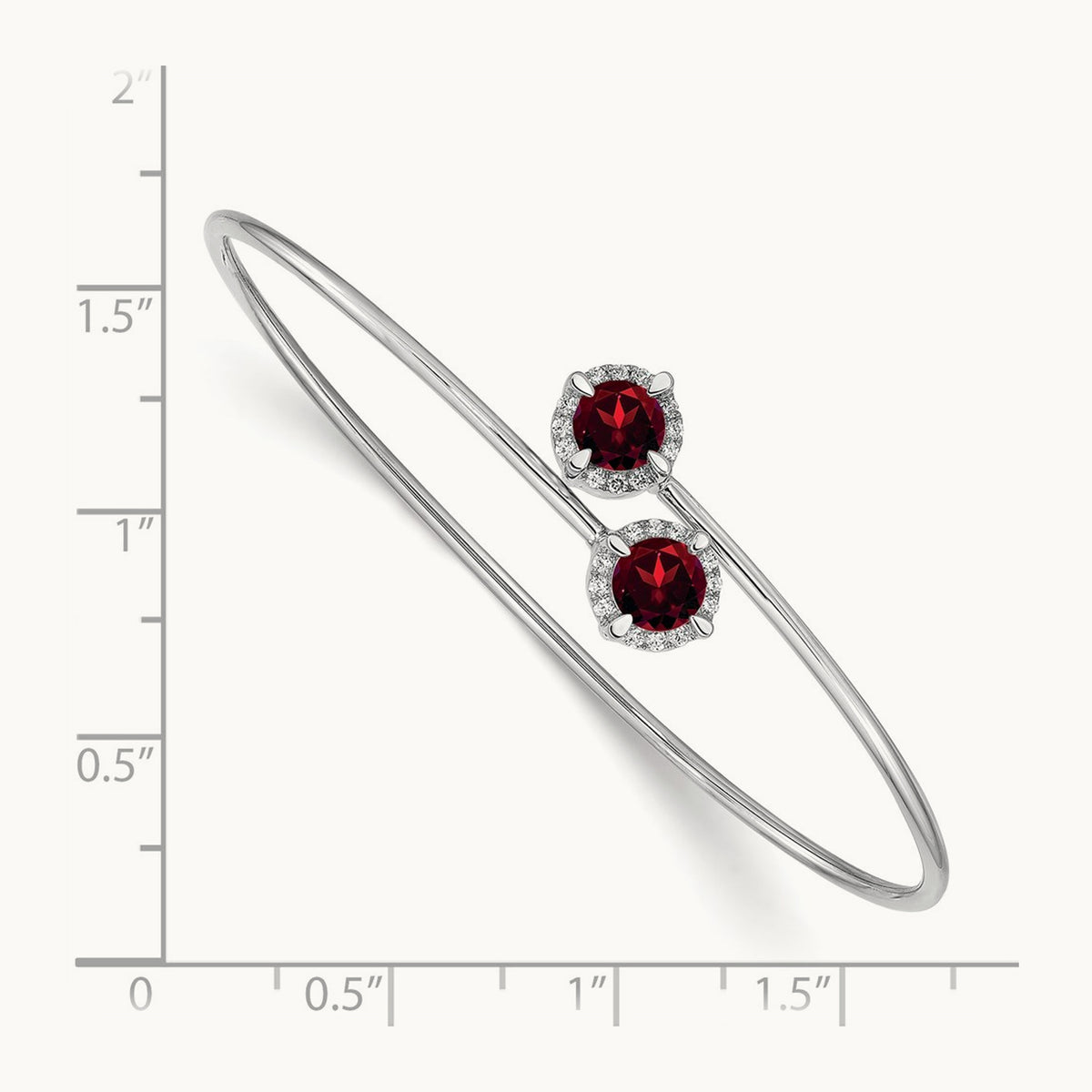 Garnet and Diamond Flexible Bangle, 14K White Gold