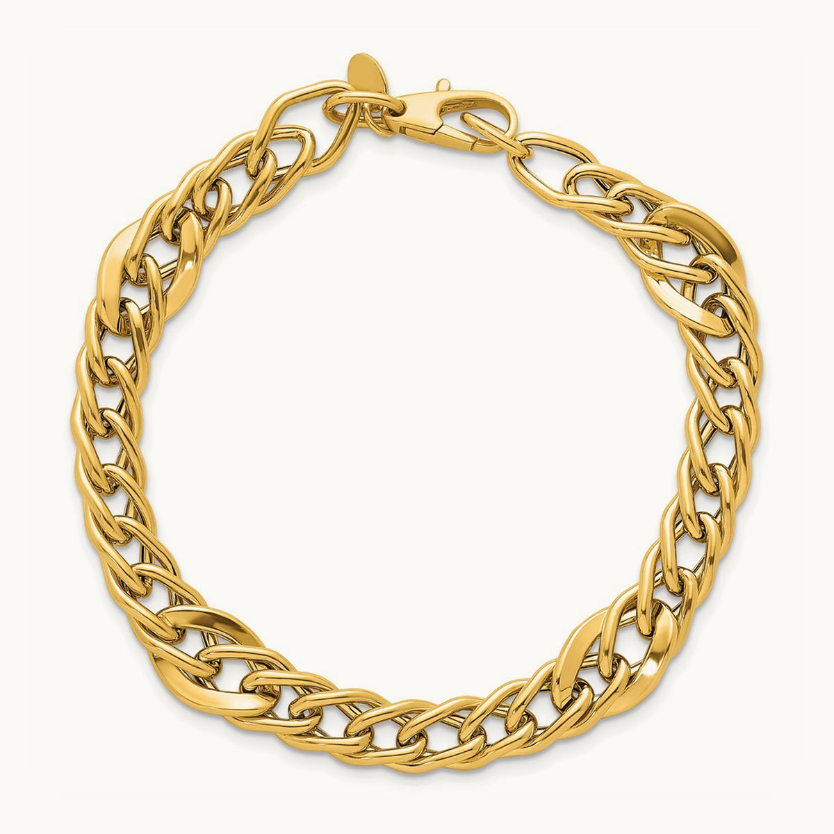 Polished 8in Multi Link Bracelet, 14K