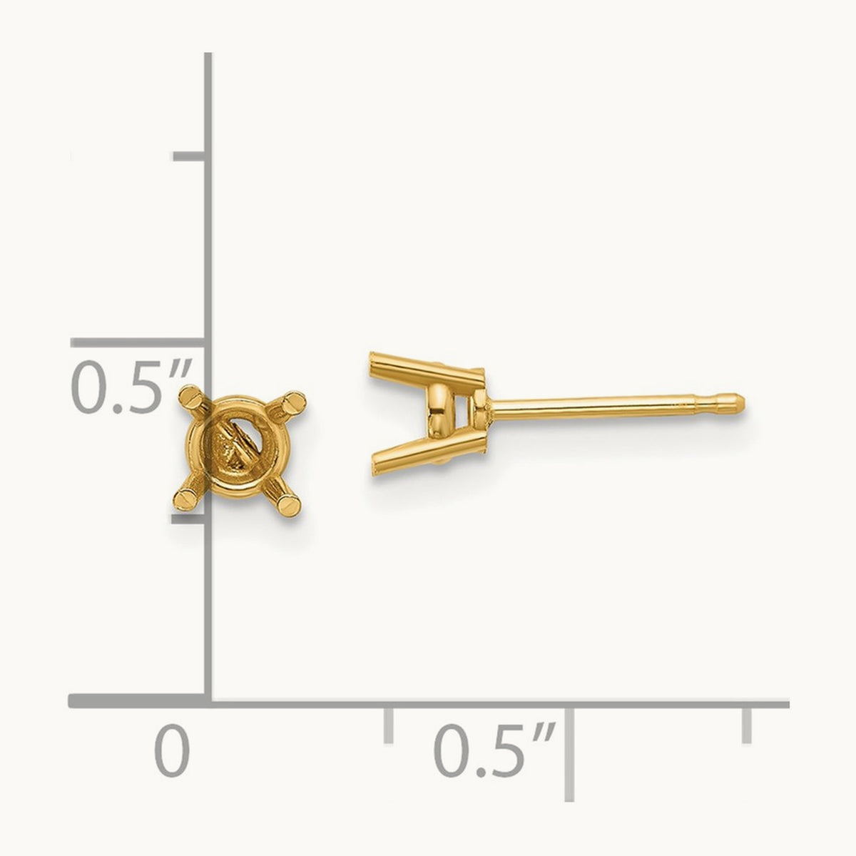 Round Earring Mountings, 4mm, 14K