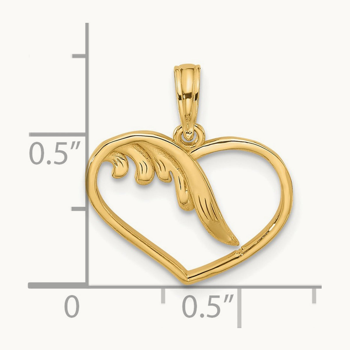 Polished Fancy Wings and Heart Charm, 14K