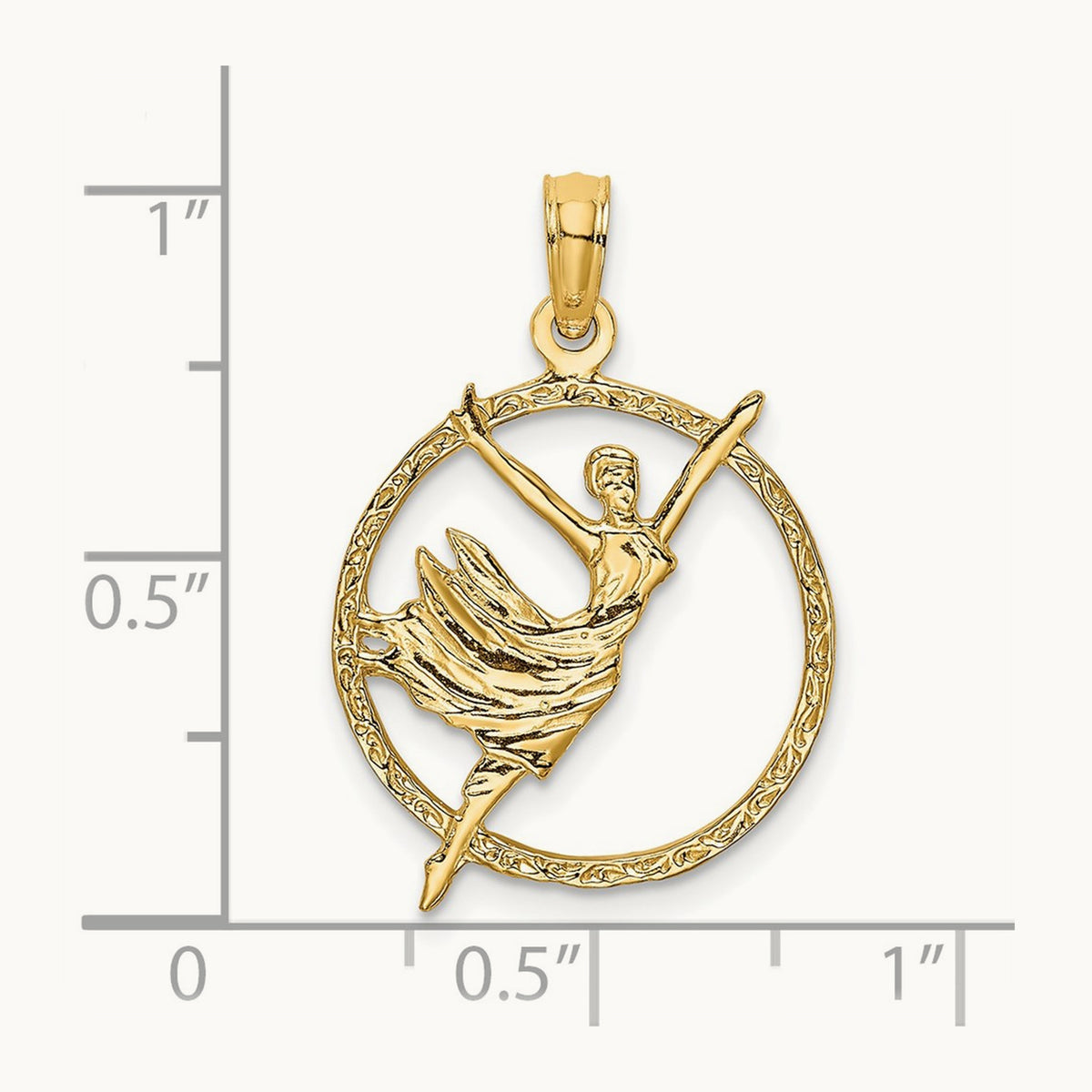 Dancer in Circle Frame Charm, 14K