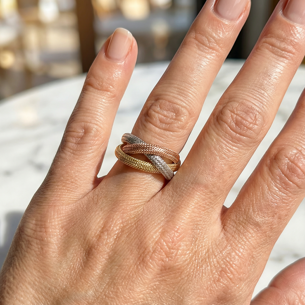 Flexible Mesh Ring in 14K yellow gold