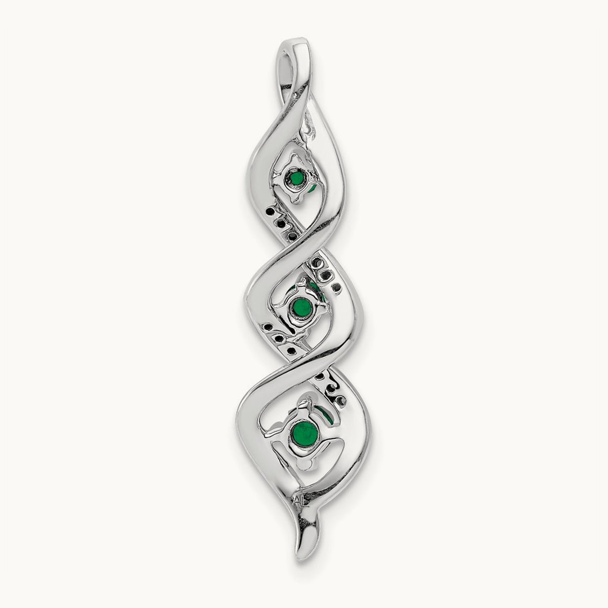 Created Emerald Twist Chain Slide Pendant, 0.07 ct tw Lab-Grown Diamond — 10K White Gold