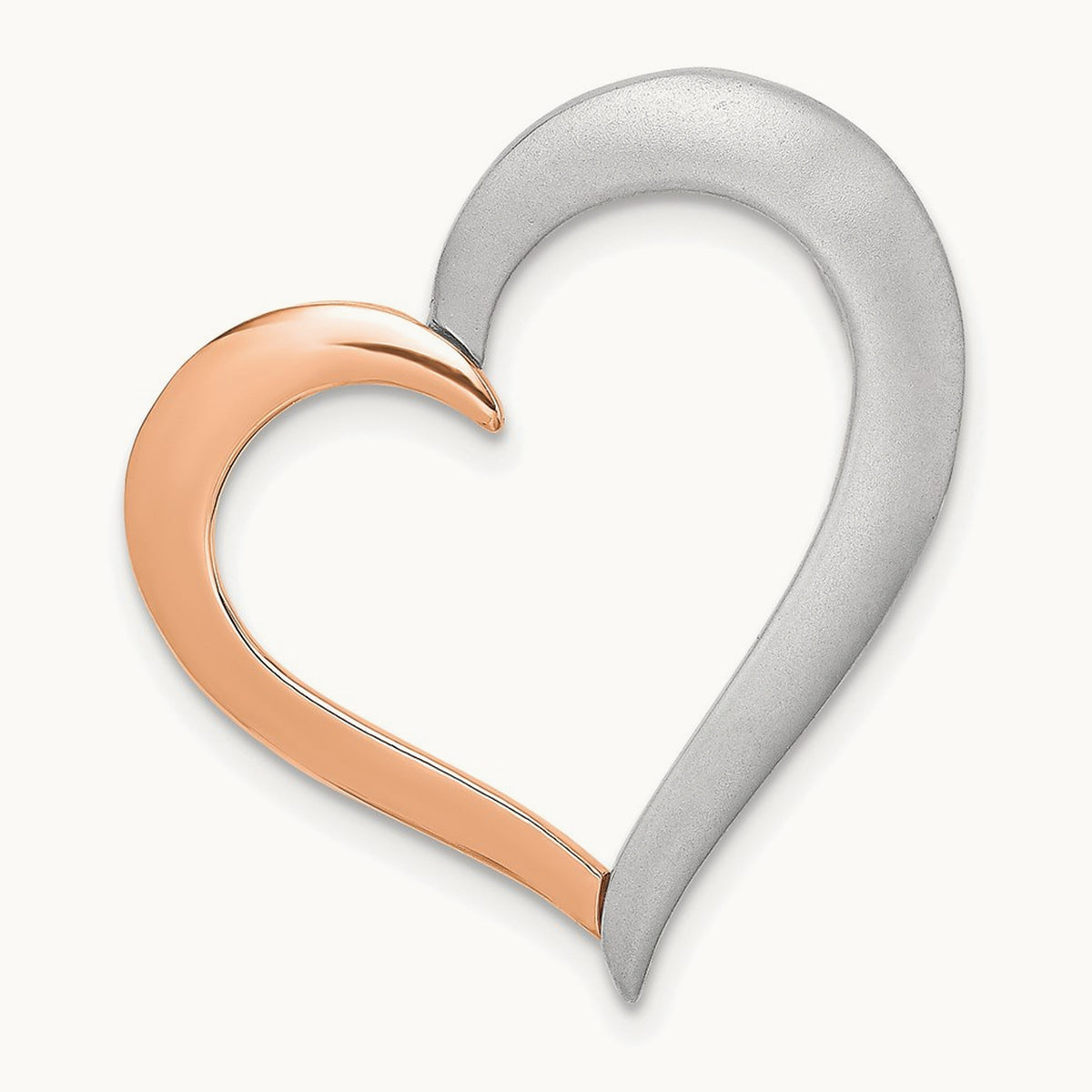 Polished/Satin Heart Chain Slide, 14K Two-tone