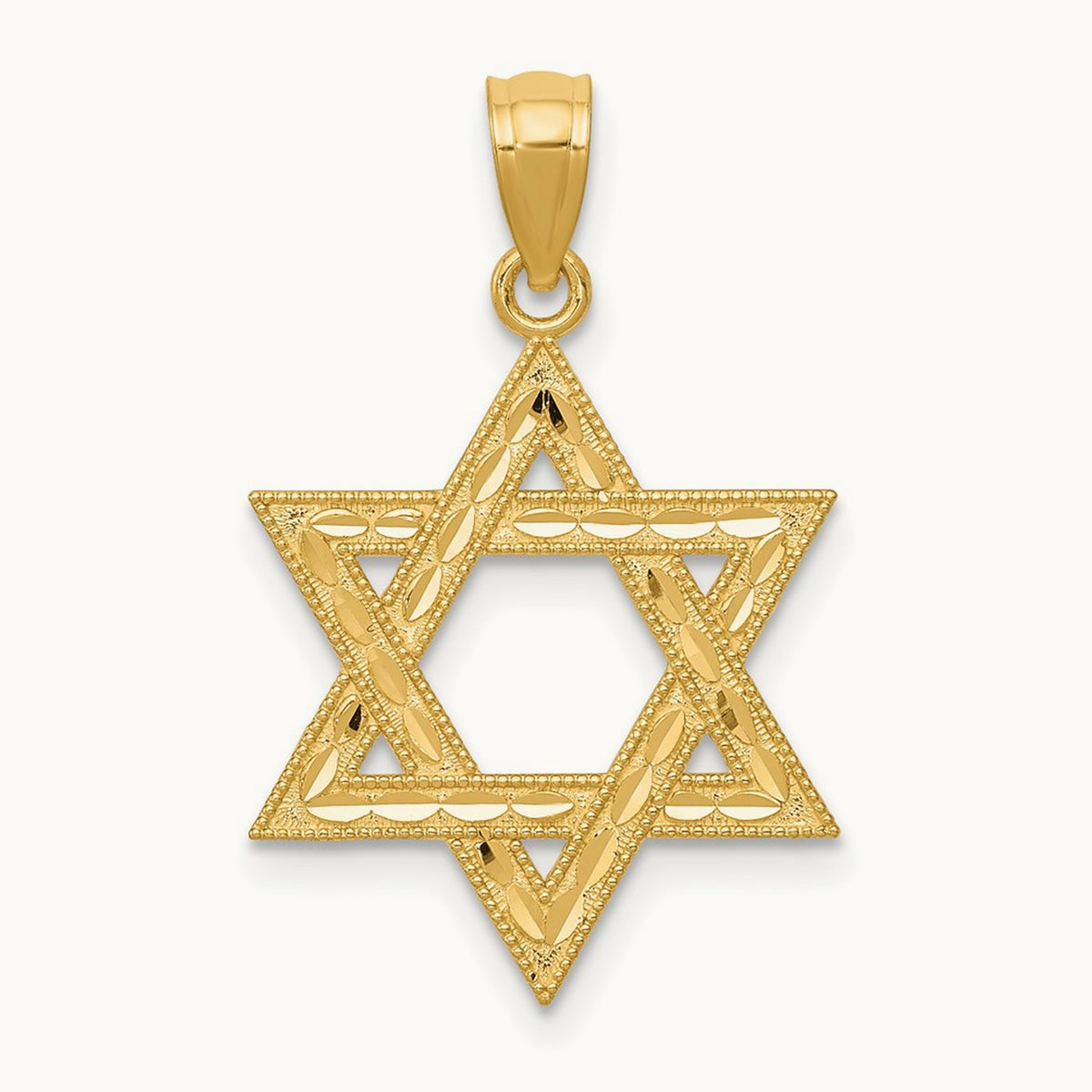 Diamond-cut Polished Star of David Pendant, 14K