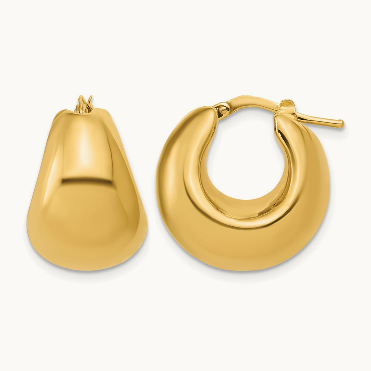 Polished Hollow Puff Hoop Earrings, 14K — Leslie's