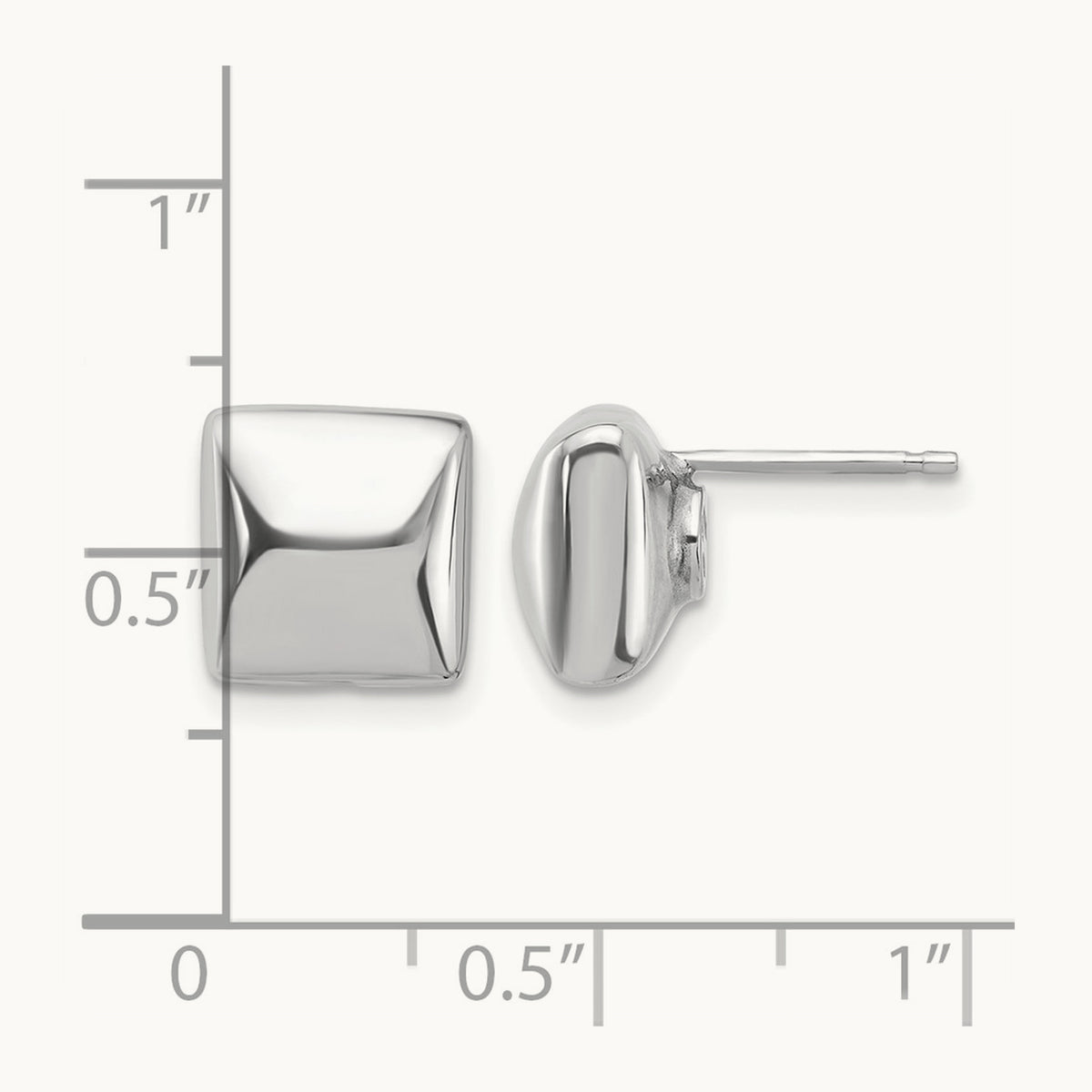 Rh-plat Polished Hollow Puffed Square Post Earring, Sterling Silver — Leslie's