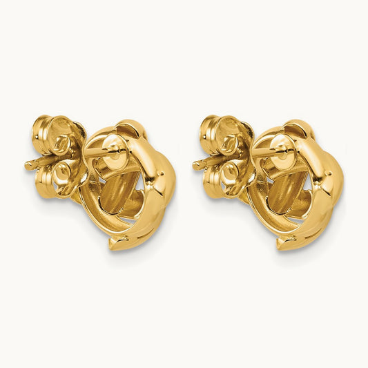 Polished Square Knot Post Earrings, 14K — Leslie's