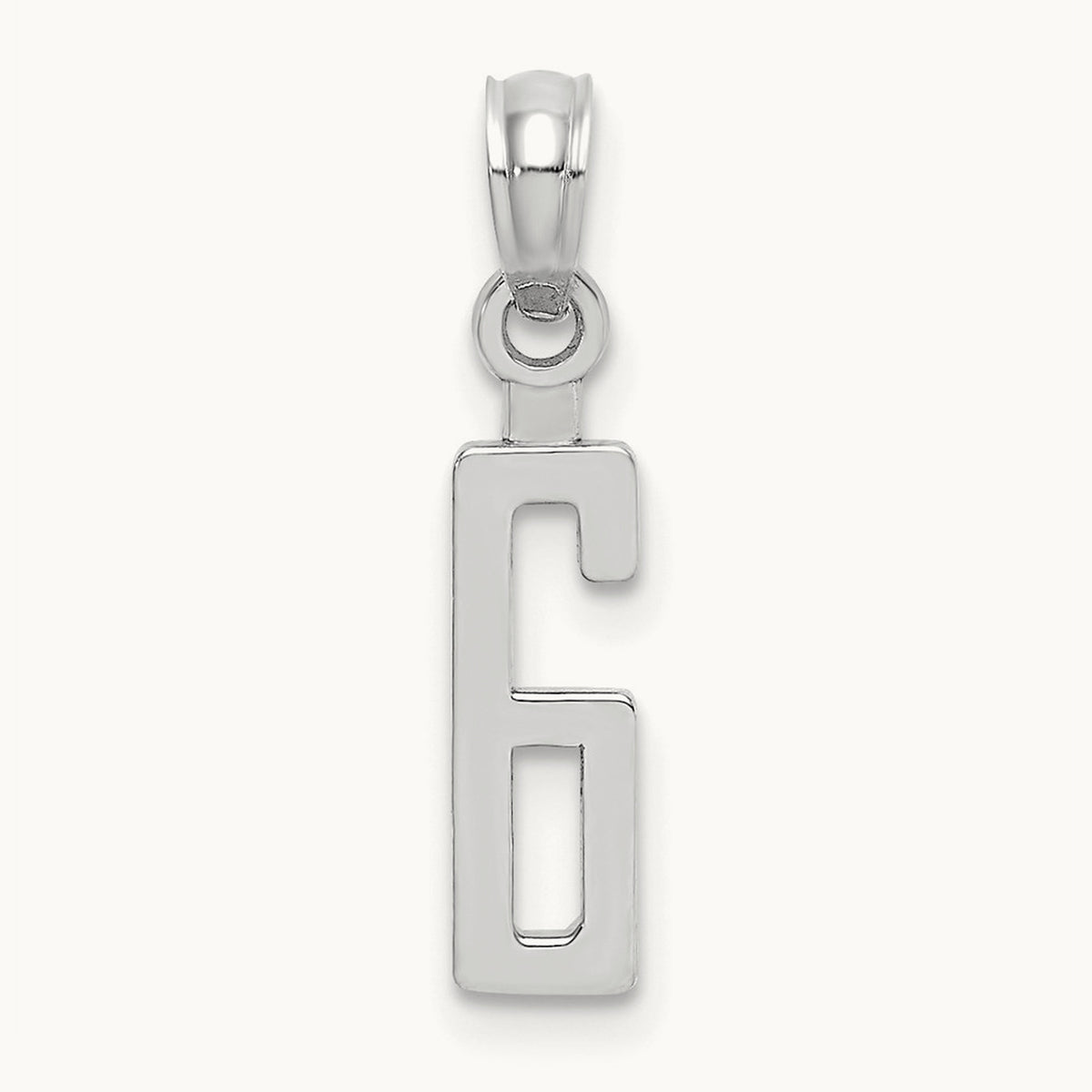 Polished Number 6 Pendant — 14K White Gold