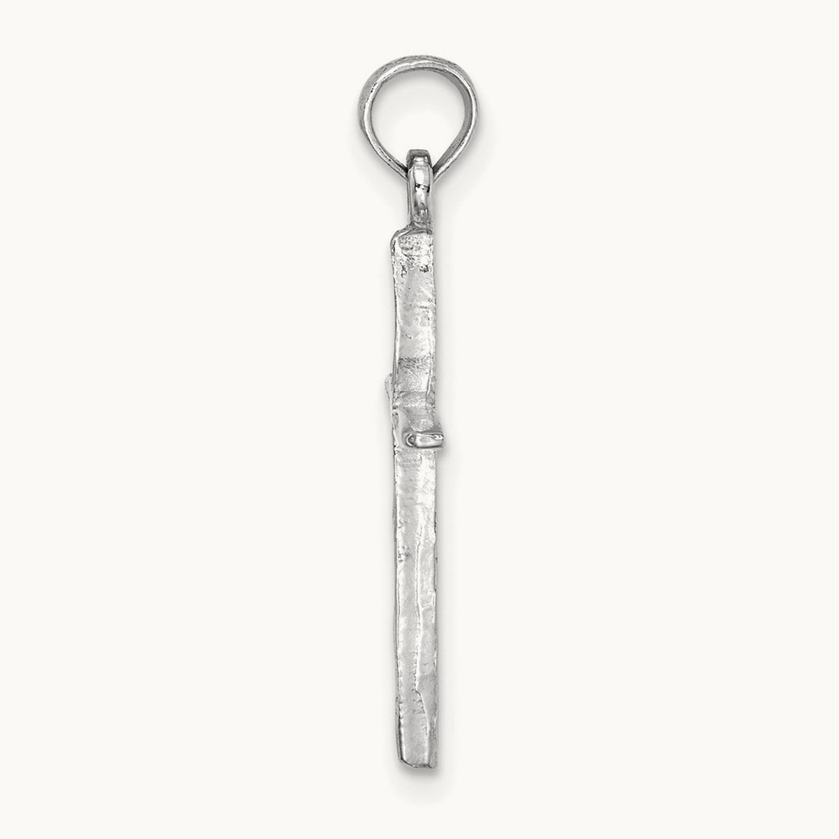 Diamond-cut with Tapered Ends Cross Charm — 14K White Gold