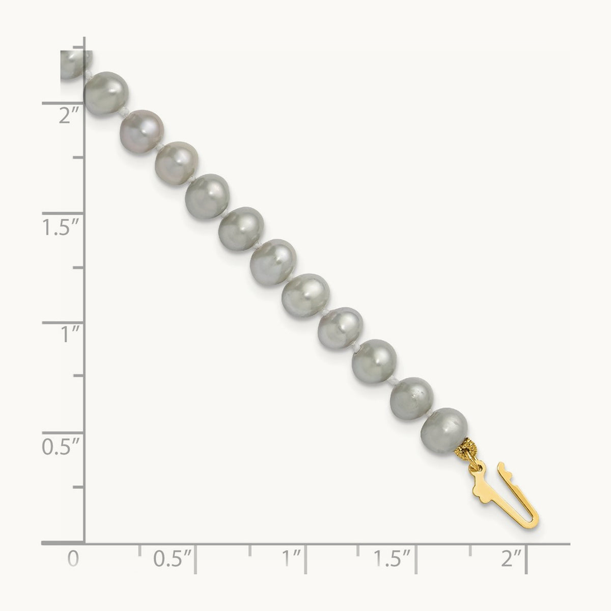 5- Near Round Grey Freshwater Cultured Pearl Bracelet, 6mm, 14K
