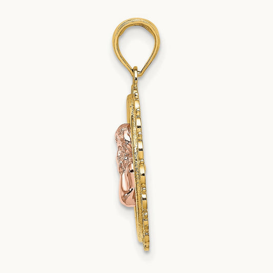 w/White Rhodium Cut-out Angel Charm, 14K Two-tone