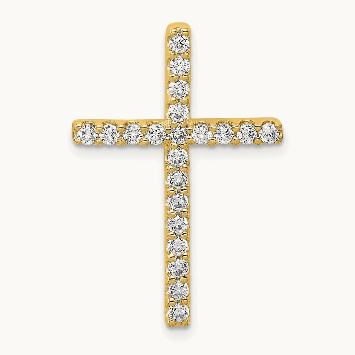 Cross Chain Slide Pendant, 0.50 ct tw Lab-Grown Diamond — 14K Yellow Gold