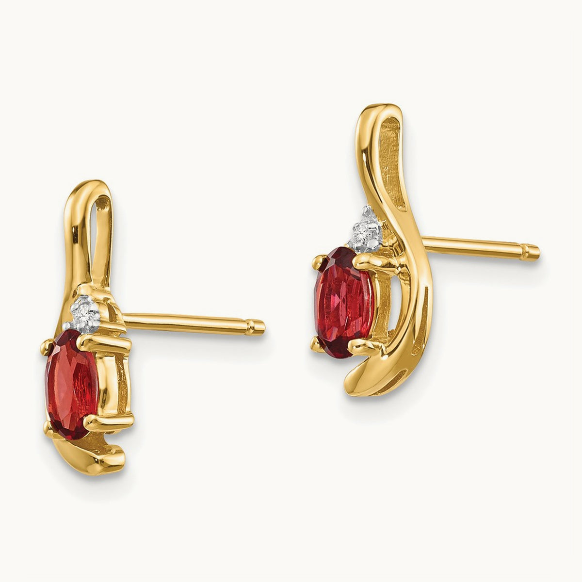 Garnet and Diamond Post Earrings — photo set