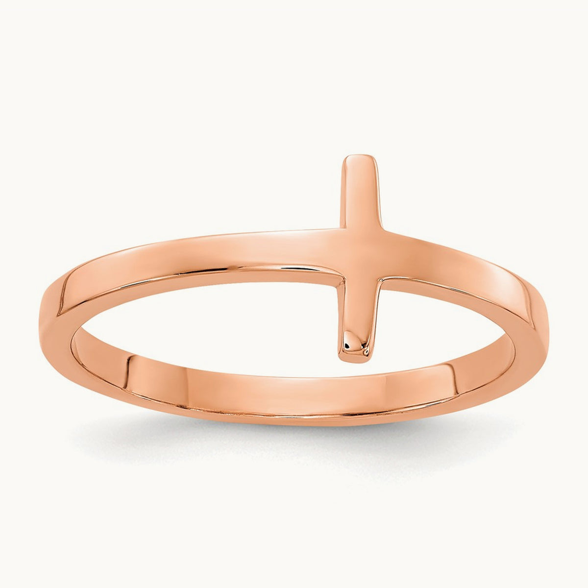 Sideways Cross Ring — 14K Rose Gold, 7