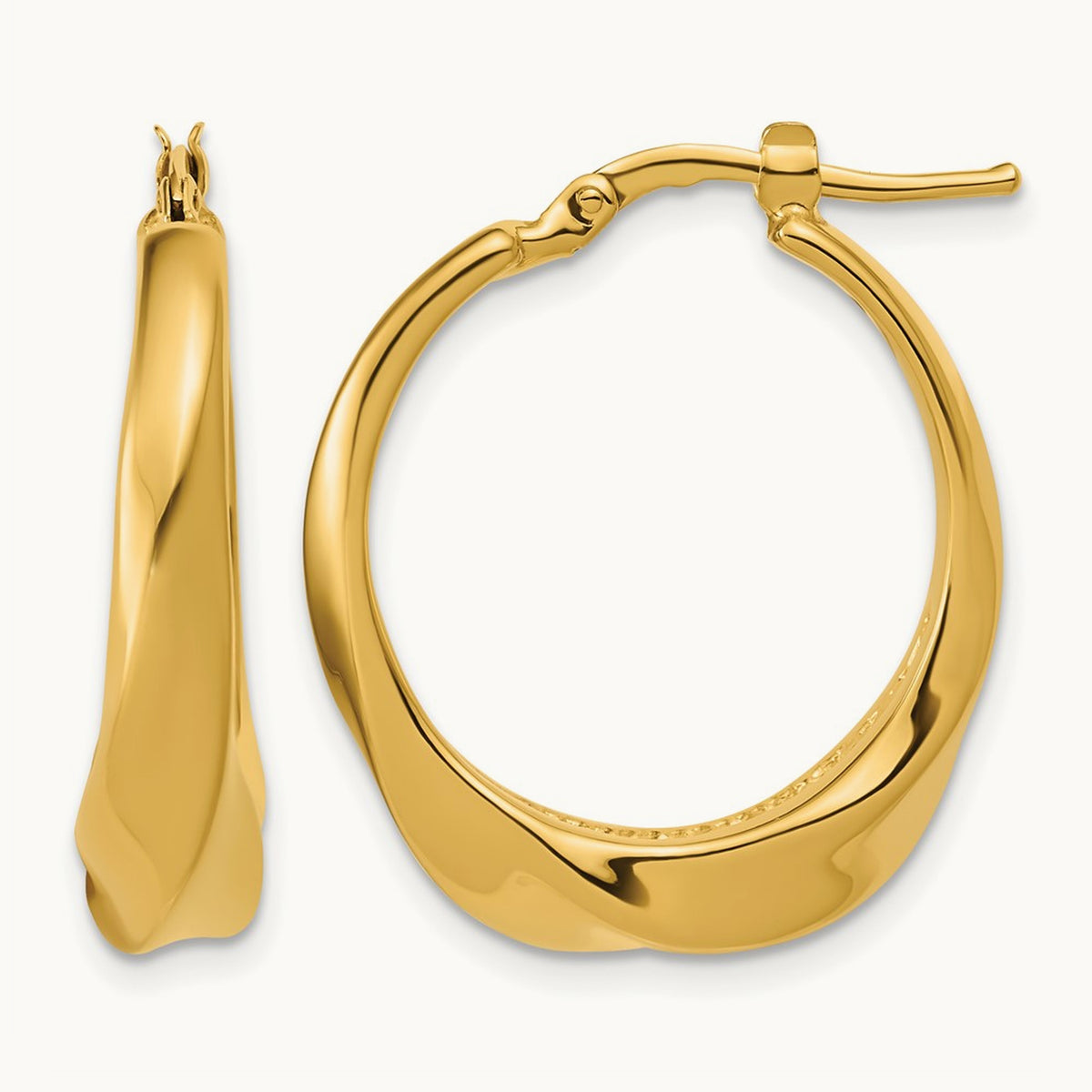 Polished Twisted Hollow Hoop Earrings, 14K — Leslie's