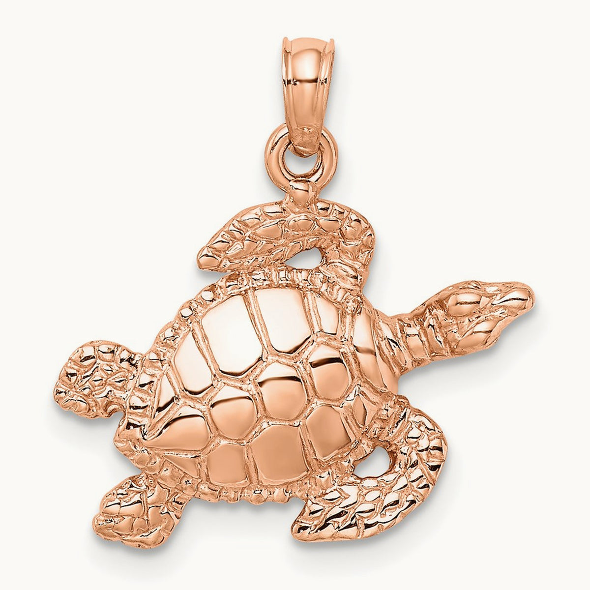 Textured Sea Turtle Charm, 14K Rose Gold