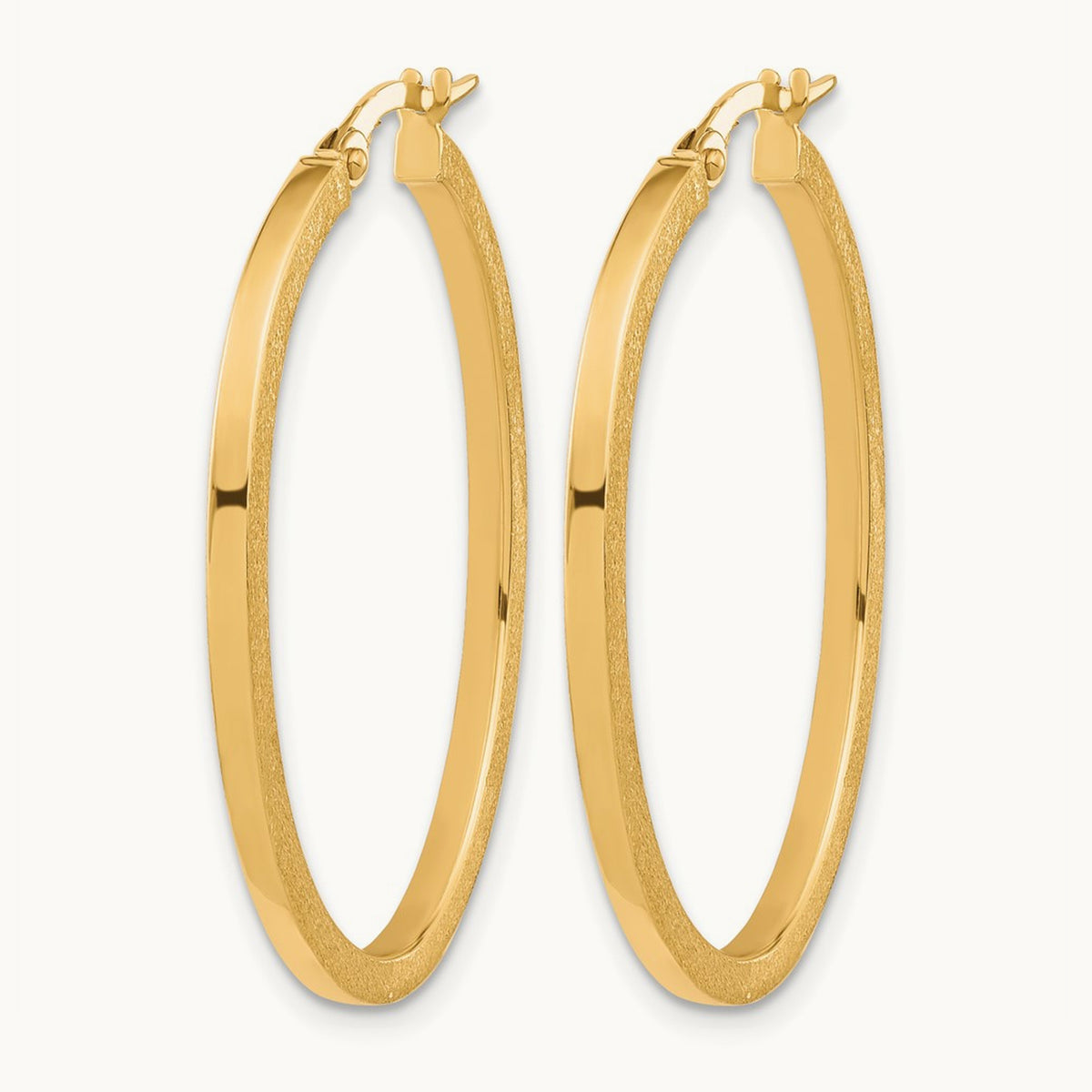 Brushed and Polished Oval Hoop Earrings, 10K — Leslie's